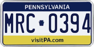 PA license plate MRC0394