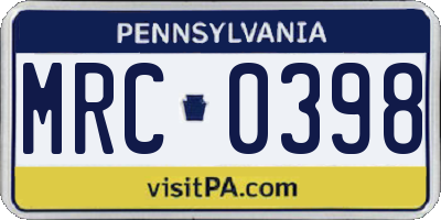 PA license plate MRC0398