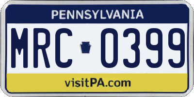 PA license plate MRC0399