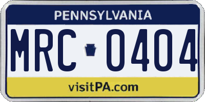 PA license plate MRC0404
