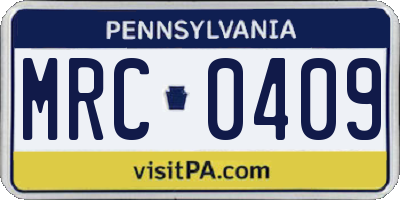 PA license plate MRC0409