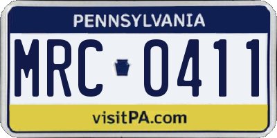 PA license plate MRC0411