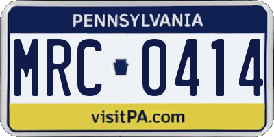 PA license plate MRC0414