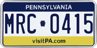 PA license plate MRC0415