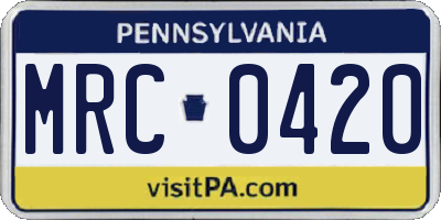 PA license plate MRC0420
