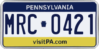 PA license plate MRC0421
