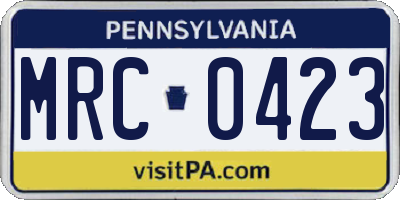 PA license plate MRC0423