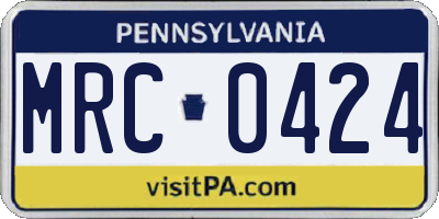 PA license plate MRC0424