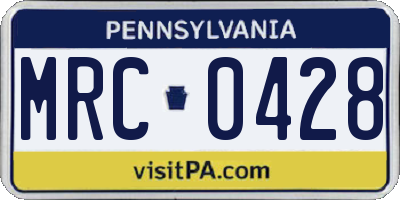 PA license plate MRC0428