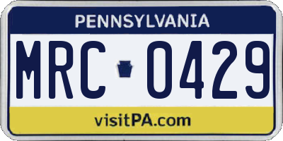 PA license plate MRC0429