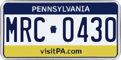 PA license plate MRC0430