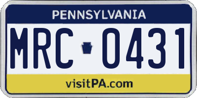 PA license plate MRC0431