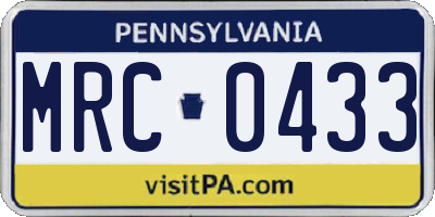 PA license plate MRC0433