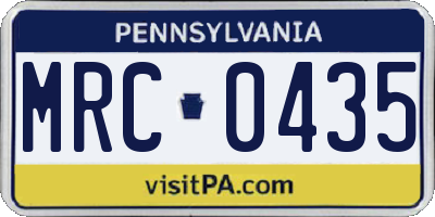 PA license plate MRC0435