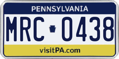 PA license plate MRC0438