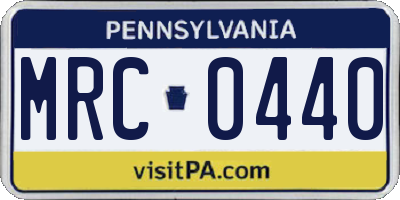 PA license plate MRC0440