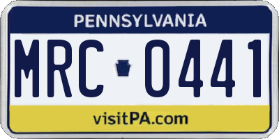 PA license plate MRC0441