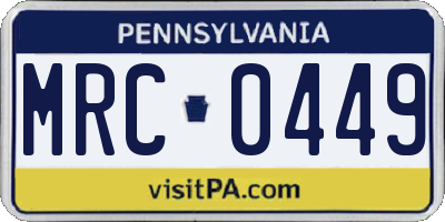 PA license plate MRC0449