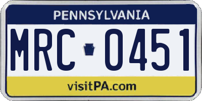 PA license plate MRC0451