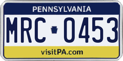 PA license plate MRC0453