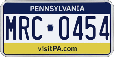 PA license plate MRC0454