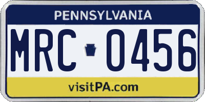 PA license plate MRC0456