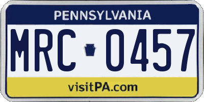 PA license plate MRC0457