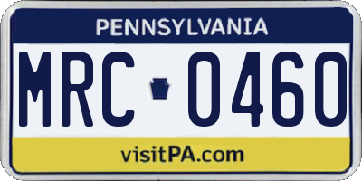 PA license plate MRC0460