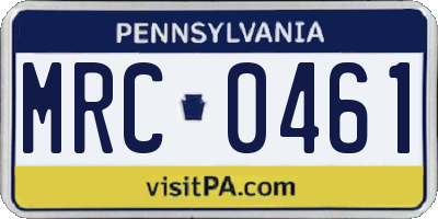 PA license plate MRC0461