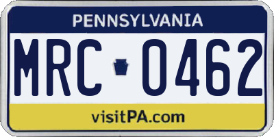 PA license plate MRC0462