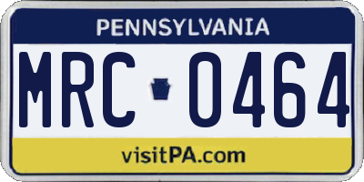 PA license plate MRC0464