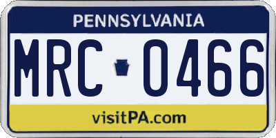 PA license plate MRC0466