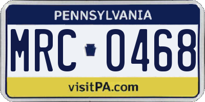 PA license plate MRC0468