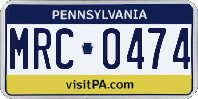 PA license plate MRC0474