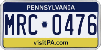 PA license plate MRC0476