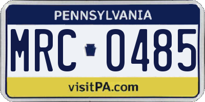 PA license plate MRC0485
