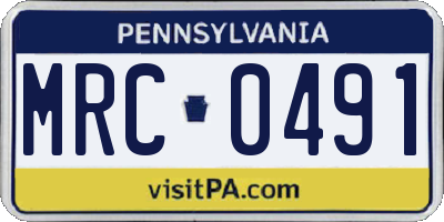 PA license plate MRC0491