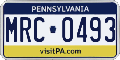 PA license plate MRC0493