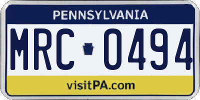 PA license plate MRC0494