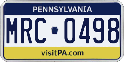 PA license plate MRC0498