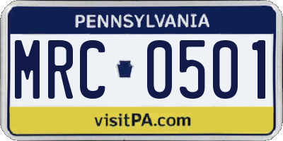 PA license plate MRC0501