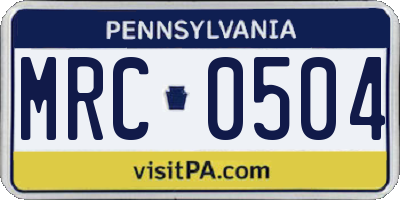 PA license plate MRC0504