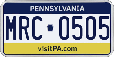 PA license plate MRC0505