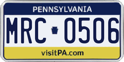PA license plate MRC0506