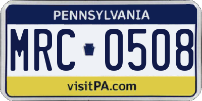PA license plate MRC0508