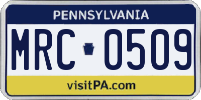 PA license plate MRC0509