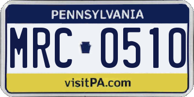PA license plate MRC0510