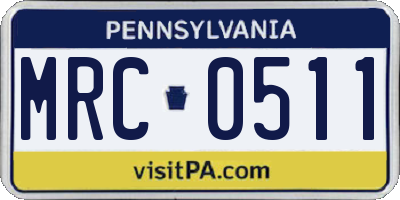 PA license plate MRC0511