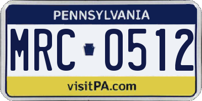PA license plate MRC0512