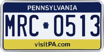 PA license plate MRC0513